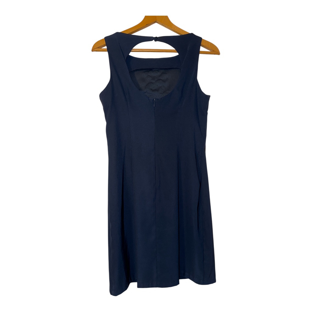 Women's Navy Floral Sleeveless Dress, Size 10 Petite, 36 Inches Long
